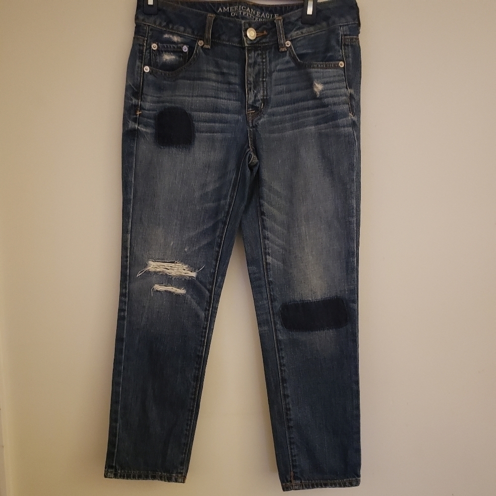 American Eagle Distressed Patchwork Button Fly Je… - image 1